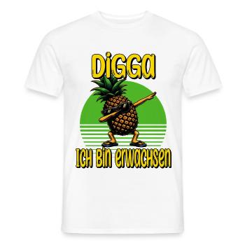 Lustiges Shirt – Digga Ich Bin Erwachsen - Männer T-Shirt - Weiß - Vorne - AI Model Male 178 dark (178cm)
