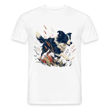 Hund auf der bunten Wiese - Männer T-Shirt - Weiß - Vorne - AI Model Male 178 dark (178cm)