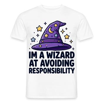 Wizard Avoiding Responsibility - Männer T-Shirt - Weiß - Vorne - AI Model Male 178 dark (178cm)