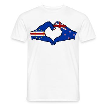 Cape Verde New Zealand Flag Hands Heart Shape - Men's T-Shirt - white - Front - AI Model Male 178 dark (178cm)