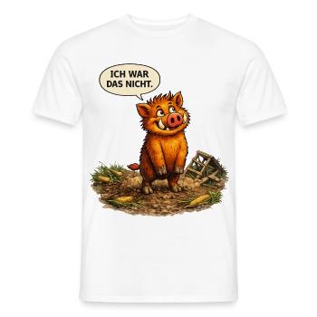 Lustiges Wildschwein T-Shirt – Ich war das nicht  - Männer T-Shirt - Weiß - Vorne - AI Model Male 178 dark (178cm)