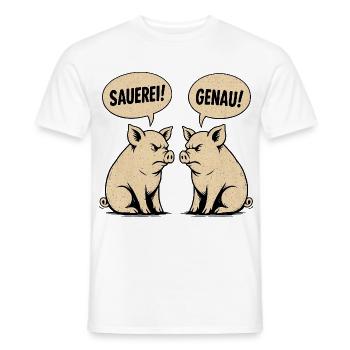 Sauerei? Genau! – Retro Schweine Vintage Shirt - Männer T-Shirt - Weiß - Vorne - AI Model Male 178 dark (178cm)