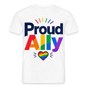 Proud Ally Spruch für LGBTQ Aktivisten & Fans CSD - Männer T-Shirt - Weiß - Vorne - AI Model Male 178 dark (178cm)