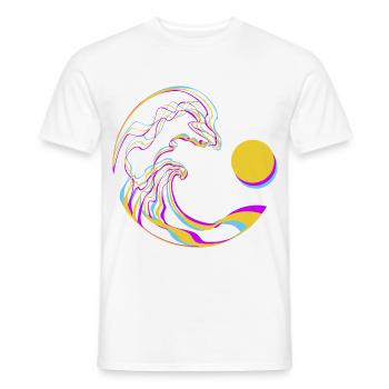 Neon Wellen - Männer T-Shirt - Weiß - Vorne - AI Model Male 178 dark (178cm)