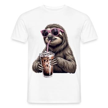 Faultier Eiskaffee  - Männer T-Shirt - Weiß - Vorne - AI Model Male 178 dark (178cm)
