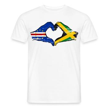 Cape Verde Jamaica flag hands heart shape used - Men's T-Shirt - white - Front - AI Model Male 178 dark (178cm)