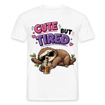 Süß aber müde Faultier mit Eiskaffee - Männer T-Shirt - Weiß - Vorne - AI Model Male 178 dark (178cm)