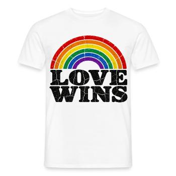 Love Wins Regenbogen CSD Vintage Spruch - Männer T-Shirt - Weiß - Vorne - AI Model Male 178 dark (178cm)