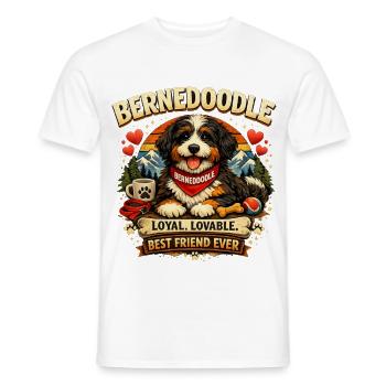 Bernedoodle – Flauschig, spaßig & süß - Männer T-Shirt - Weiß - Vorne - AI Model Male 178 dark (178cm)