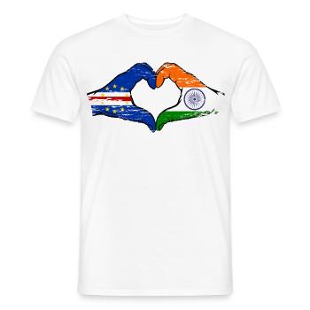 Kap Verde Indien Flagge Hände Herzform used - Männer T-Shirt - Weiß - Vorne - AI Model Male 178 dark (178cm)