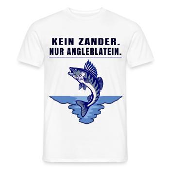 Anglerlatein Spruch – Zander Angler Motiv - Männer T-Shirt - Weiß - Vorne - AI Model Male 178 dark (178cm)