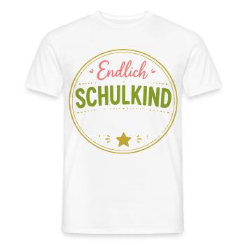 Endlich Schulkind Abzeichen - Männer T-Shirt - Weiß - Vorne - AI Model Male 178 dark (178cm)