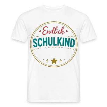 Endlich Schulkind Badge - Männer T-Shirt - Weiß - Vorne - AI Model Male 178 dark (178cm)