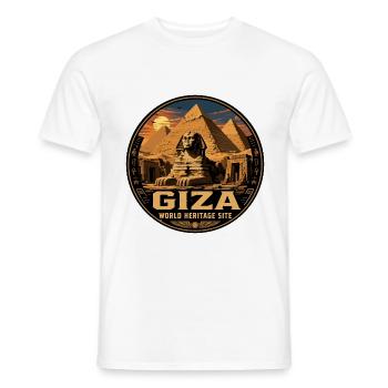 Giza Egypt Pyramids Vintage Travel Badge - Men's T-Shirt - white - Front - AI Model Male 178 dark (178cm)