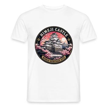 Himeji Castle Japan Vintage-Reiseabzeichen - Männer T-Shirt - Weiß - Vorne - AI Model Male 178 dark (178cm)