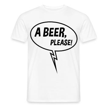 Ein Bier, bitte! (Sprechblase, Trinken, Down B) - Männer T-Shirt - Weiß - Vorne - AI Model Male 178 dark (178cm)