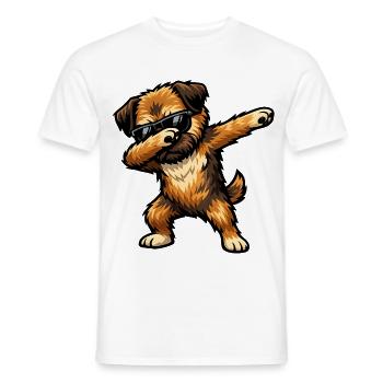 Dabbing Border Terrier in Comic Style - Men's T-Shirt - white - Front - AI Model Male 178 dark (178cm)