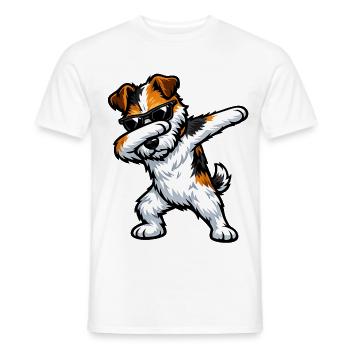 Dabbing Fox Terrier im Comic Stil - Männer T-Shirt - Weiß - Vorne - AI Model Male 178 dark (178cm)