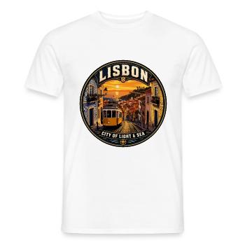 Lissabon Portugal Vintage-Reiseabzeichen - Männer T-Shirt - Weiß - Vorne - AI Model Male 178 dark (178cm)