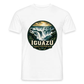 Iguazu Falls Argentina Brazil Vintage Badge - Men's T-Shirt - white - Front - AI Model Male 178 dark (178cm)
