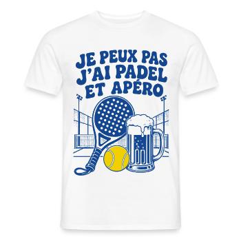 Je Peux Pas J'ai Padel et Apéro Humour - T-shirt homme - blanc - Devant - AI Model Male 178 dark (178cm)