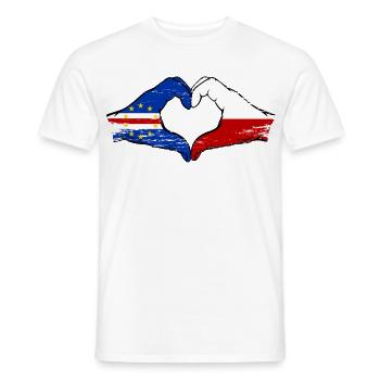 Drapeau du drapeau de la Pologne du Cap-Vert en forme de cœur utilisé - T-shirt homme - blanc - Devant - AI Model Male 178 dark (178cm)