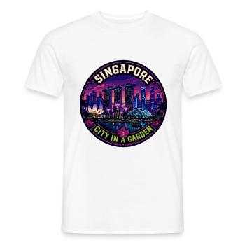 Singapore City in a Garden Vintage Badge - Men's T-Shirt - white - Front - AI Model Male 178 dark (178cm)