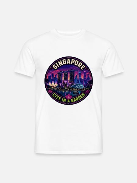 Singapore City in einem Garten Vintage-Abzeichen - Männer T-Shirt - Weiß