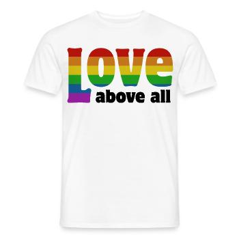 Love Above All | in Pride colors - Men's T-Shirt - white - Front - AI Model Male 178 dark (178cm)