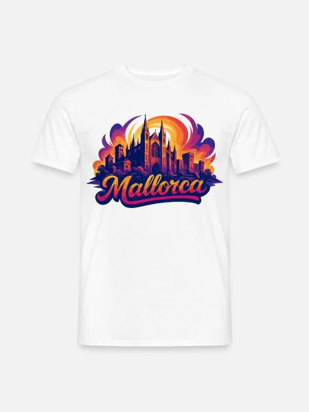 Mallorca Skyline – Epische Bunte Silhouette - Männer T-Shirt - Weiß