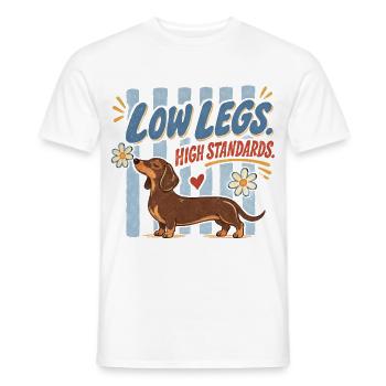 Dachshund Low Legs High Standards Retro - Men's T-Shirt - white - Front - AI Model Male 178 dark (178cm)