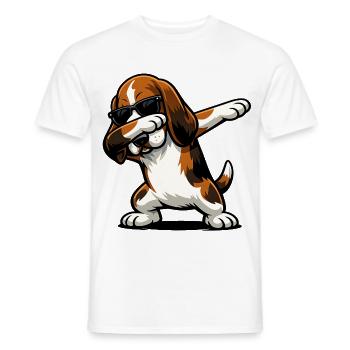 Dabbing Basset Hound in Comic Style - Men's T-Shirt - white - Front - AI Model Male 178 dark (178cm)