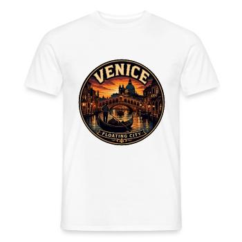Venice Floating City Vintage Travel Badge - Men's T-Shirt - white - Front - AI Model Male 178 dark (178cm)