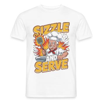 Restaurant Chef Sizzle And Serve Culinary Arts - Men's T-Shirt - white - Front - AI Model Male 178 dark (178cm)
