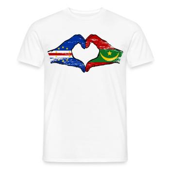 Cape Verde Mauritania Flag Hands Heart Shape - Men's T-Shirt - white - Front - AI Model Male 178 dark (178cm)
