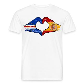 Mains du drapeau espagnol du Cap-Vert en forme de cœur utilisées - T-shirt homme - blanc - Devant - AI Model Male 178 dark (178cm)