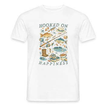 Hooked On Happiness Vintage-Angelausrüstung - Männer T-Shirt - Weiß - Vorne - AI Model Male 178 dark (178cm)