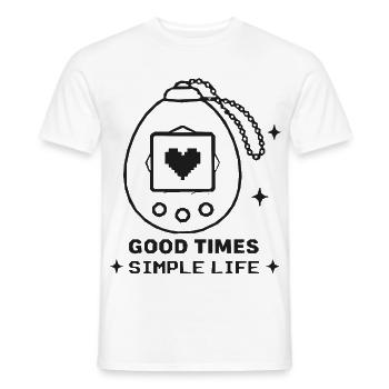Retro Pocket Device Heart – Good Times - Men's T-Shirt - white - Front - AI Model Male 178 dark (178cm)