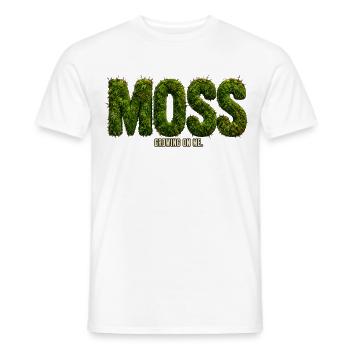 MOSS – Grandir en moi | Jeu de mots botanique - T-shirt homme - blanc - Devant - AI Model Male 178 dark (178cm)