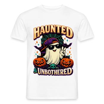 Haunted & Unbothered Cool Ghost Geist Halloween - Men's T-Shirt - white - Front - AI Model Male 178 dark (178cm)