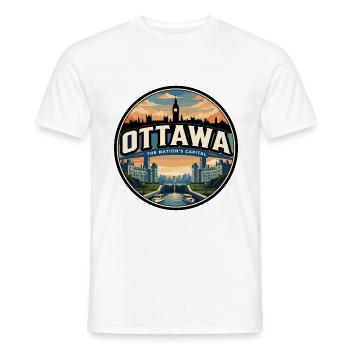 Retro Ottawa Parliament Travel Badge - Men's T-Shirt - white - Front - AI Model Male 178 dark (178cm)