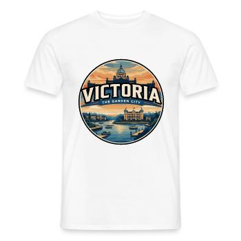 Retro Victoria Inner Harbour Travel Badge - Men's T-Shirt - white - Front - AI Model Male 178 dark (178cm)