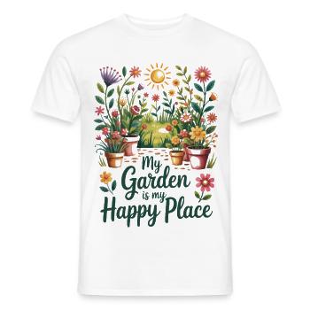 Cadeau de tournesols Garden Happy Place - T-shirt homme - blanc - Devant - AI Model Male 178 dark (178cm)