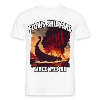 Flokis Shipyard Viking Fire - Men's T-Shirt - white - Front - AI Model Male 178 dark (178cm)