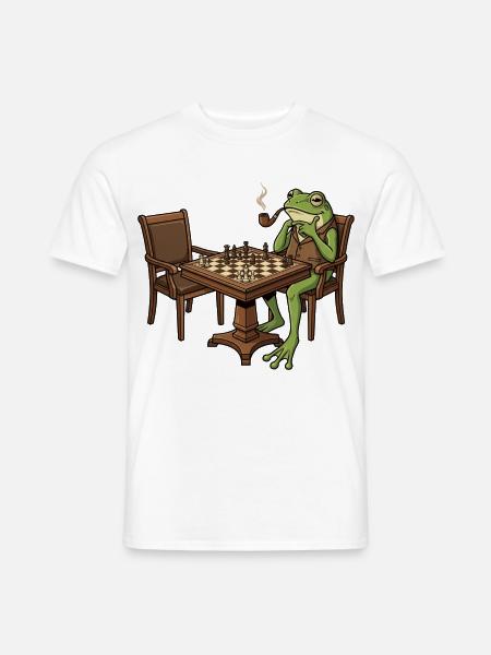 Frosch spielt Schach - Männer T-Shirt - Weiß