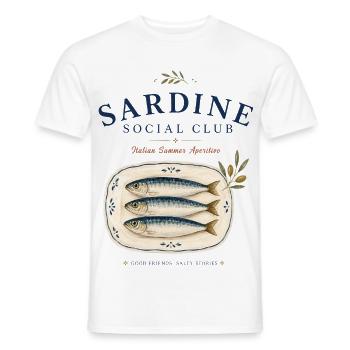 Sardine Social Club Mediterranean Retro - Men's T-Shirt - white - Front - AI Model Male 178 dark (178cm)