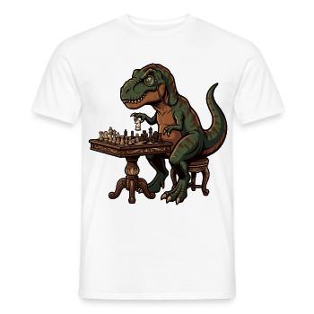 T-Rex plays chess - Men's T-Shirt - white - Front - AI Model Male 178 dark (178cm)