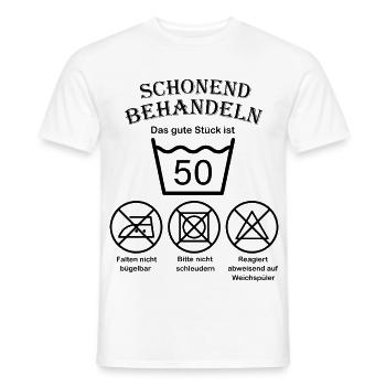 Die Wäsche bitte schonend behandeln 50 Geburtstag - Männer T-Shirt - Weiß - Vorne - AI Model Male 178 dark (178cm)