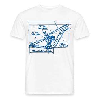 MTB Blueprint: Full-Suspension Frame Tech - Men's T-Shirt - white - Front - AI Model Male 178 dark (178cm)
