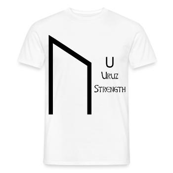 Uruz Rune Complete Black – Viking Futhark - T-shirt homme - blanc - Devant - AI Model Male 178 dark (178cm)